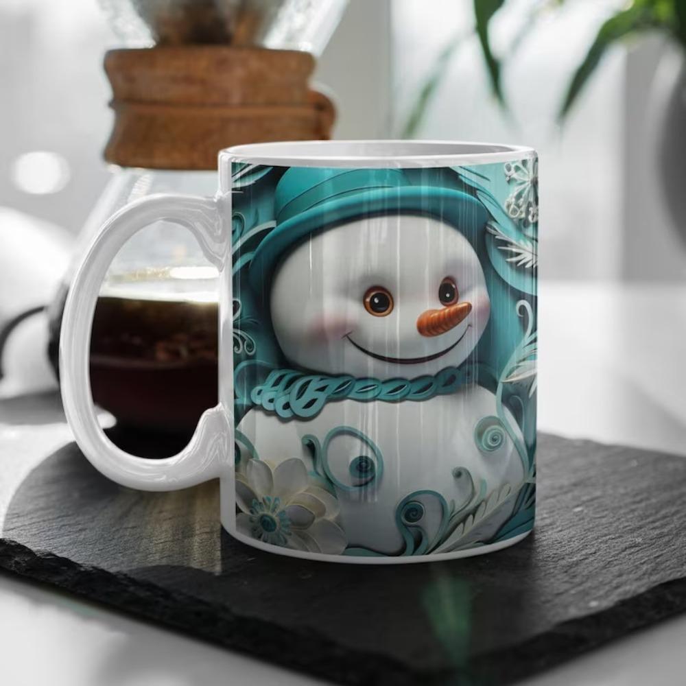 Christmas snowman ceramic coffee mug tea cup
