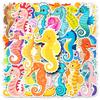 50 Bilder Seepferdchen Doodle Persönlichkeit Cartoon Meeresleben Kreativ Dekorativ Wasserbecher Koffer Aufkleber Wasserdicht