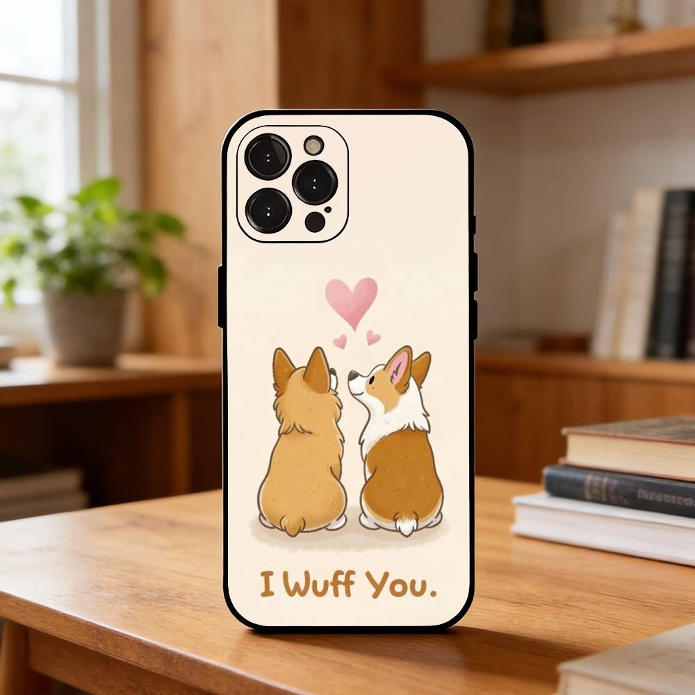 C-Cute Corgi Phone Case For iPhone17 16 15 14 13 12 11 Pro Max Plus,5G Soft Black Case