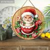Christmas decoration sign,hanging decorations,2D flat Wooden products with The pattern is Santa Claus in the cup,Christmas gift for friends and family