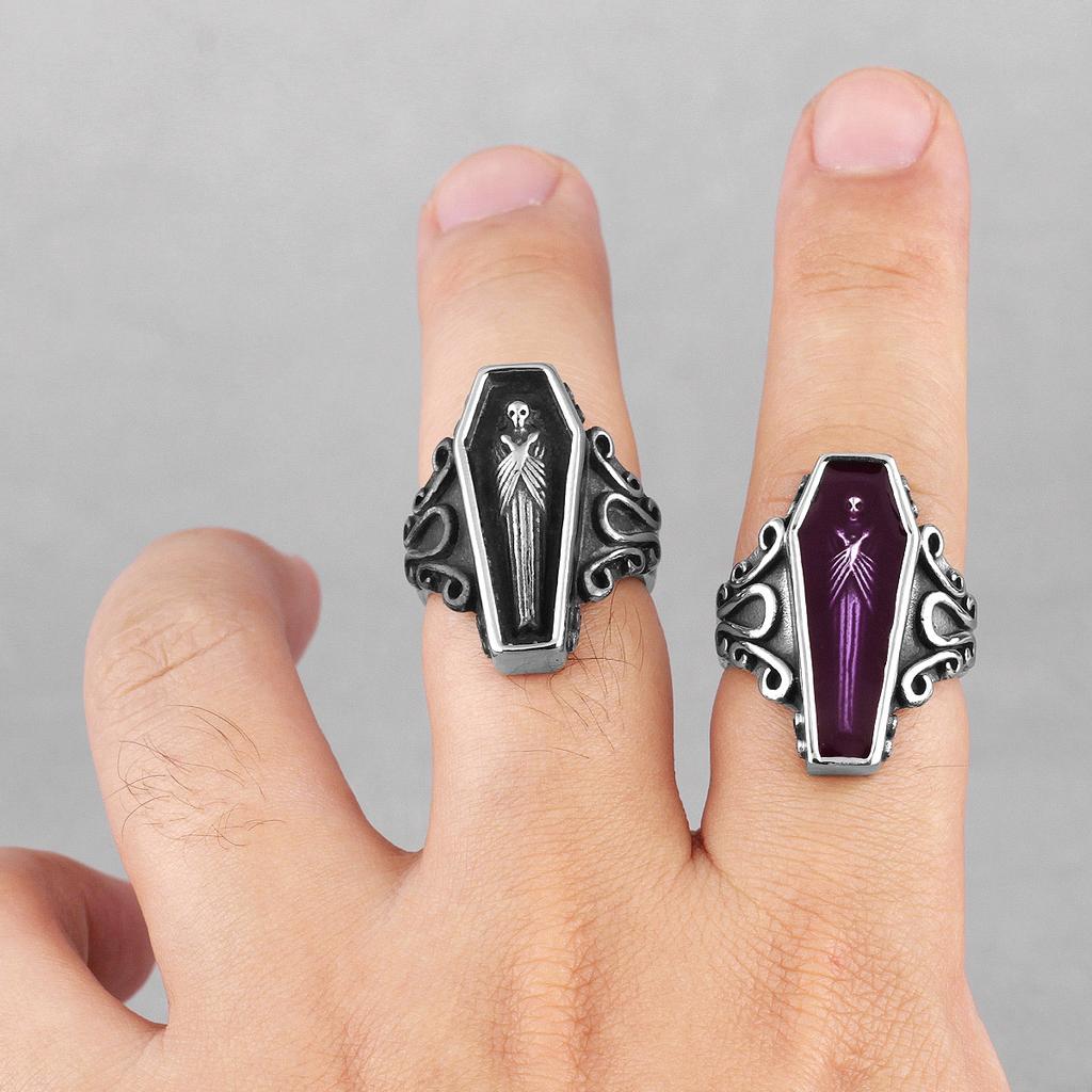 Vampirsarg Geist Edelstahl Herrenringe Gothic Punk Einzigartig Cool für Männlichen Freund Schmuck Kreativität Geschenk