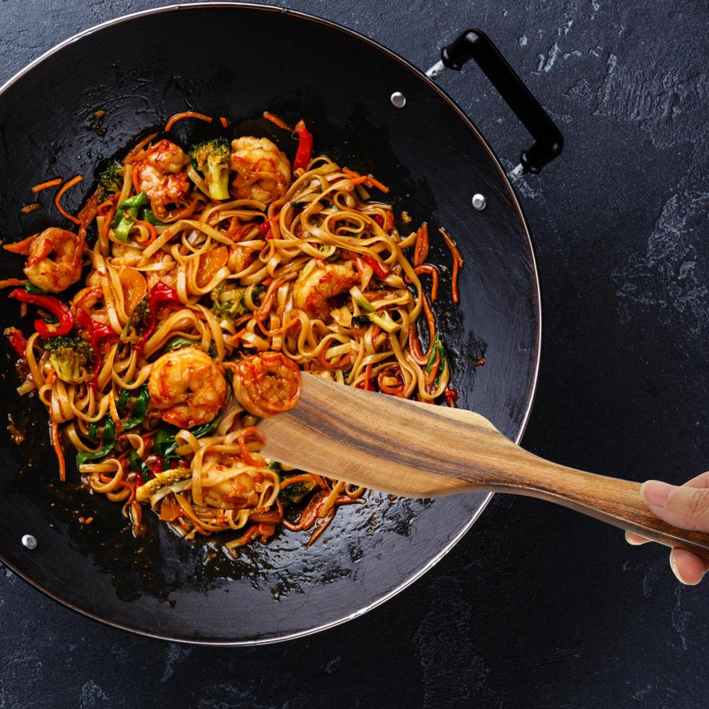 Premium Wood Turner Multifunction Kitchenware for Restaurant Home Use Long Handled Wood Spatula Cooking Utensils Tool