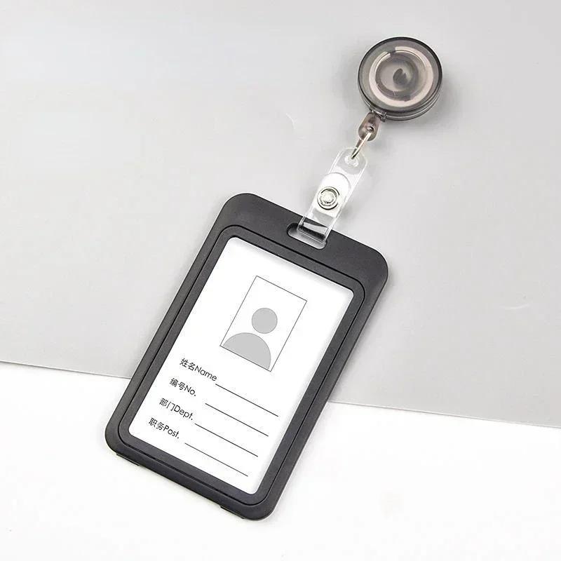 1Set Retractable Badge Holder Reel Staff Nurse Plastic Working ID Name Tag Holder Student Bus Pass Card Cover Case ID Sleeve