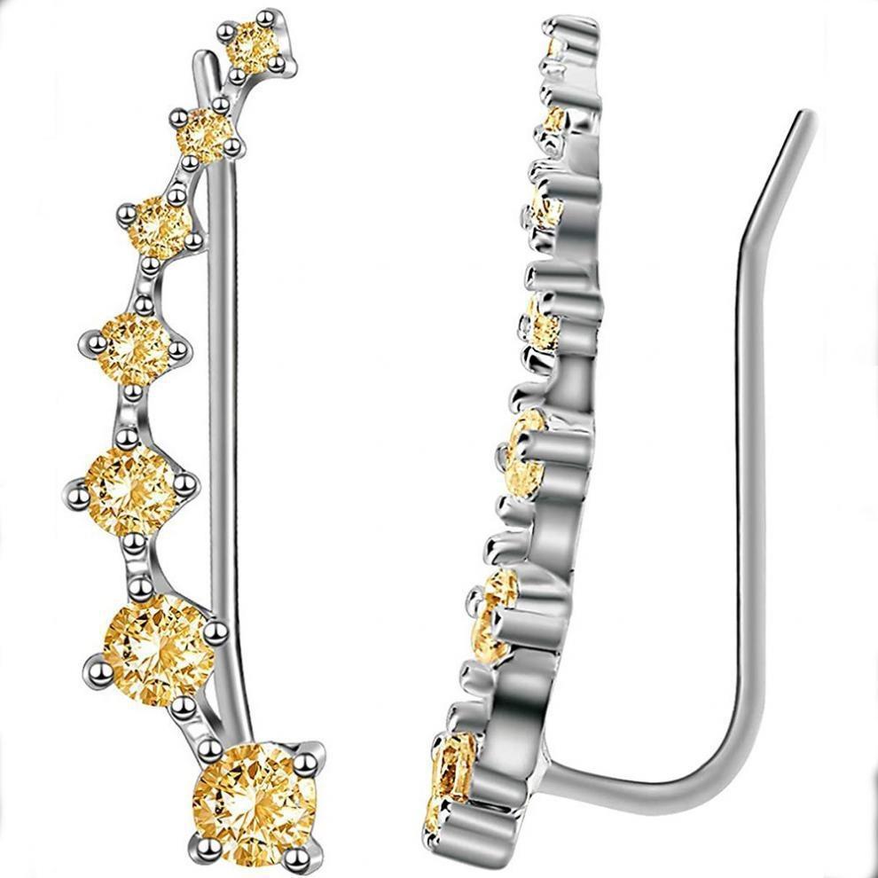 Beidou Zirconia Stud Earrings: Women's Luxurious Diamond-Inlaid Ear Cuff Jewelry for Square and Round Faces