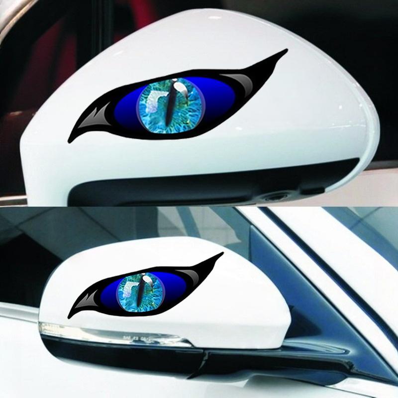 Car Sticker 3D Glossy Blue Dragon Eye Car Sticker - For Rearview Side Mirror, Eye-catching Mythical Creature Eye Decal