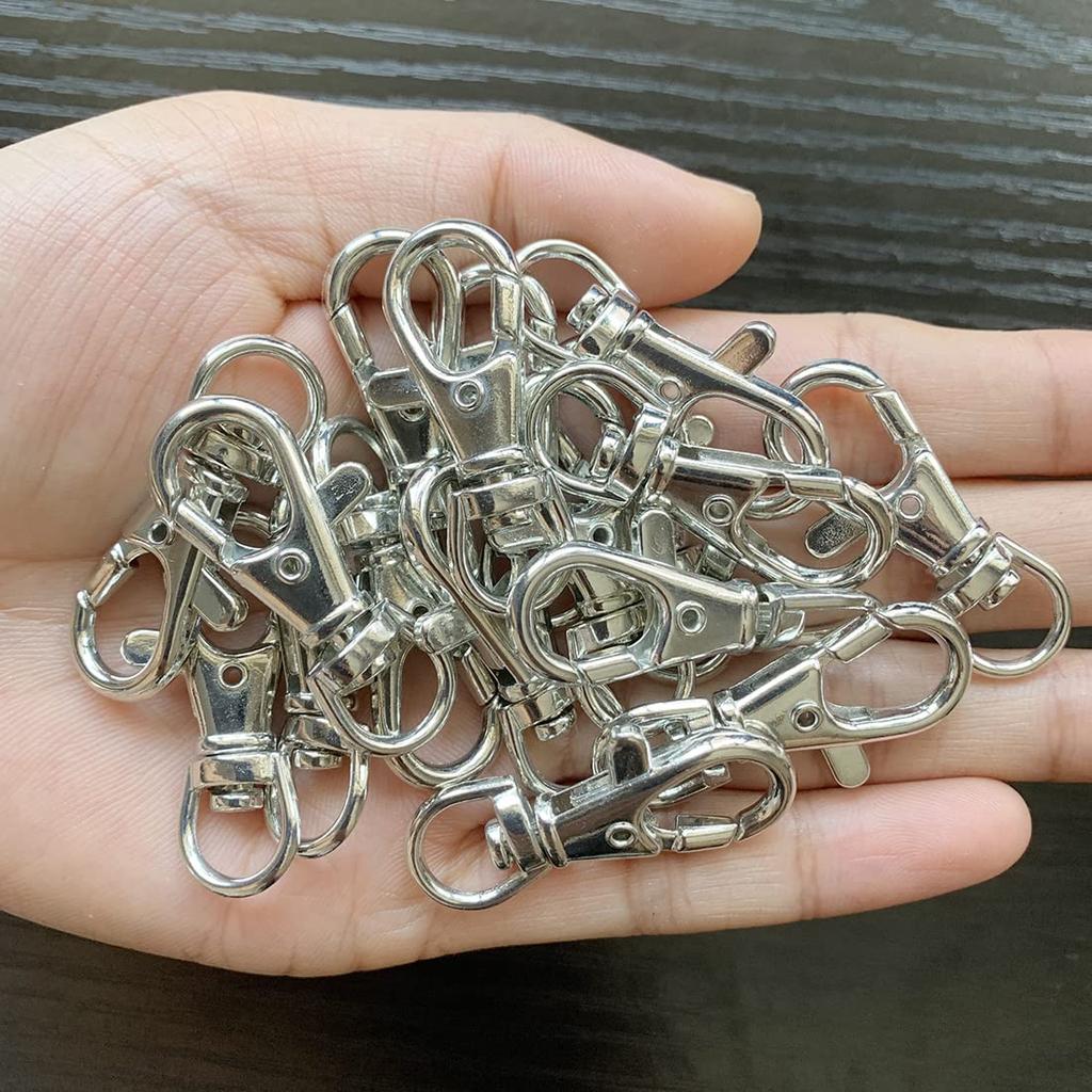 38mm Snap Hooks for Key Chains, Rotating Hooks, Metal Parts, DIY Accessories, Handmade Craft Supplies, 30 Pieces (38mm/5g, Silver)