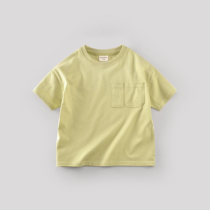 Summer Boys' Short Sleeved T-shirt White Children's T-shirt Half Sleeved Solid Color Top