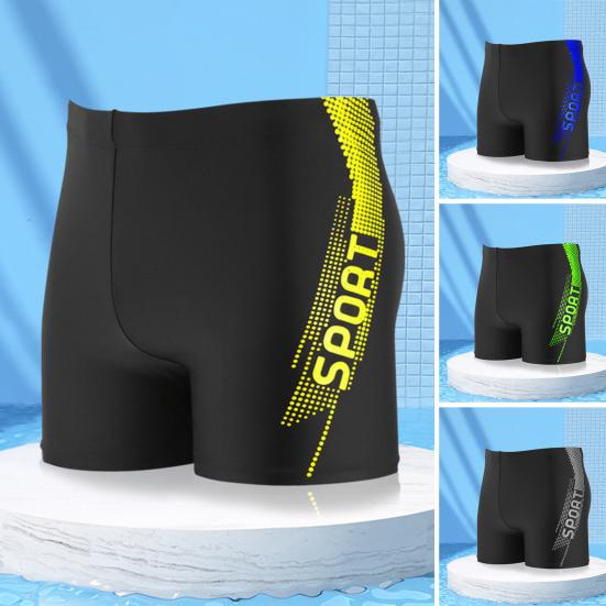 Inner Drawstring Mid-rise Elastic Waistband Swimming Trunks Men Letter Print Swim Shorts Beachwear