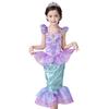 Mermaid Ariel Costume Girls Short Sleeve Fish Tail Shape Cosplay Princess Dress Halloween Carnival Birthday Party Dresses