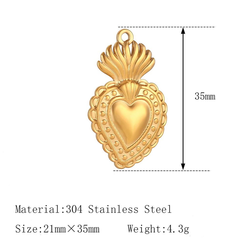3Pcs Large Heart/Sun Face/Flower Charms Stainless Steel Rectangle Big Pendants for Jewelry Connector DIY Necklace Jewelry Making