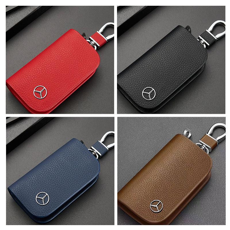 Naklejka Samochodowa Skórzane Etui na Kluczyki Samochodowe Pokrowiec na Brelok Torba Portfel Breloki Do Mercedes Benz AMG W204 W205 W212 W213 W222 x153 W1