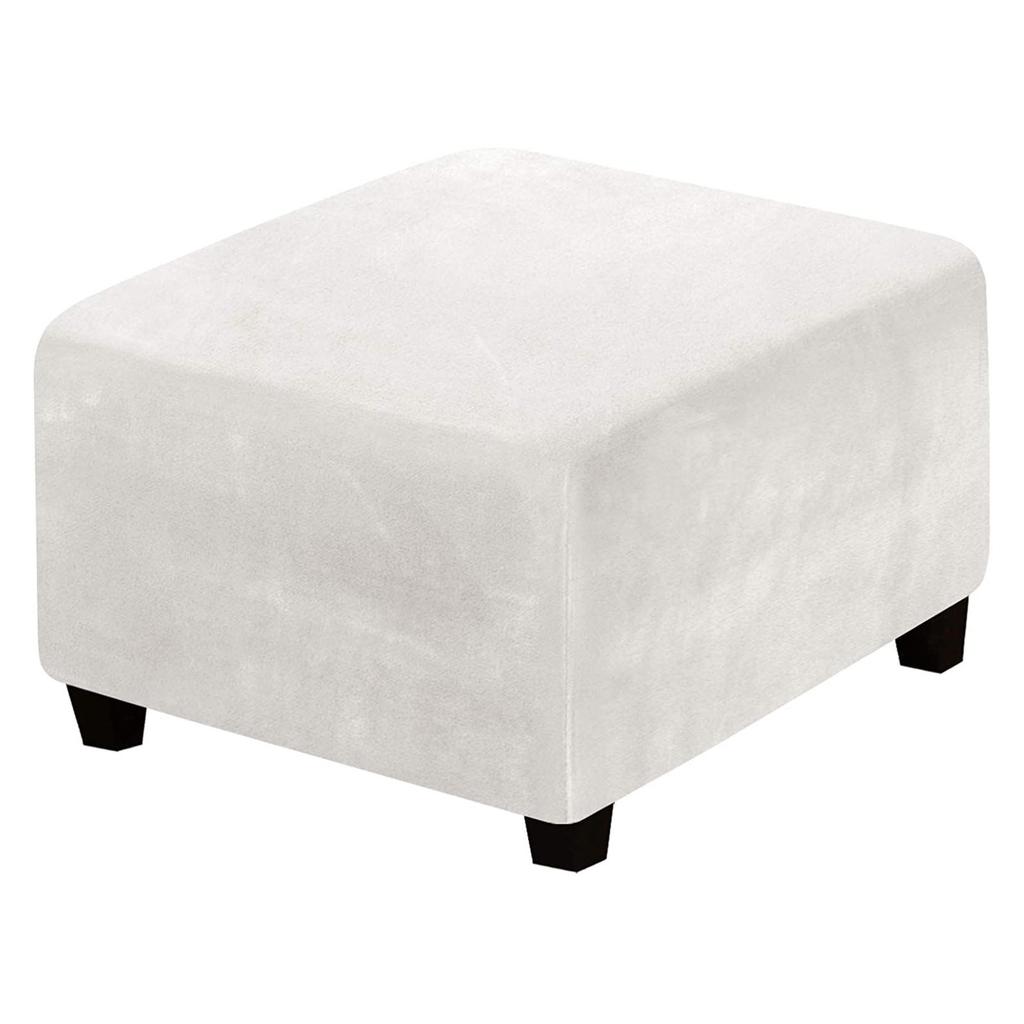 Elastic Anti-Scratch Ottoman Cover: Solid Color Footstool Protector for Home Use