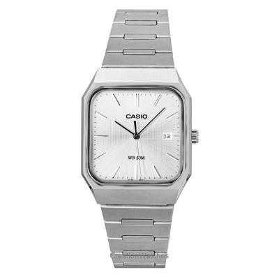 Standaard Analoog Roestvrij Staal Zilveren Wijzerplaat Kwarts MTP-B185D-7AV Herenhorloge