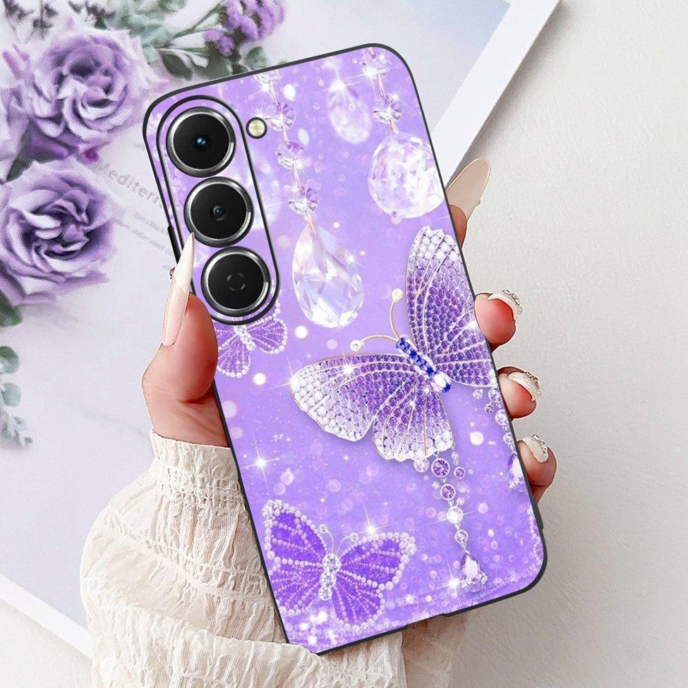 Casing For Tecno Spark 40Pro KM6 Cover For Techno Spark 40 Pro Case Silicone Luxury Butterfly Love Fashion Flowers Cool Painted