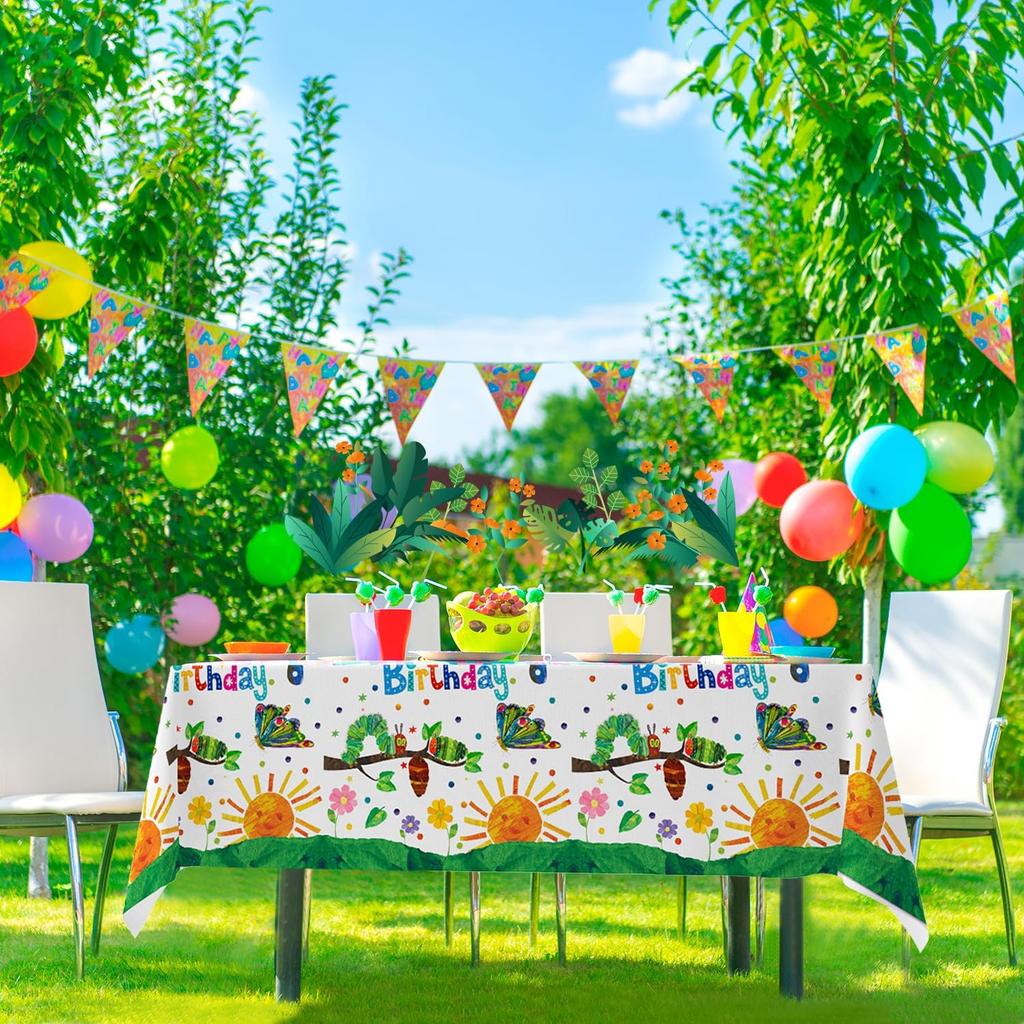 137 X 274cm The Very Hungry Caterpillar Tablecloth, 3 Pcs Hungry Caterpillar Party Tablecloth for The Very Hungry Caterpillar Birthday Decorations