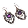 Amethyst Earrings Gemstone Jewelry, 999 Copper Wire Wrapped Earrings, Gift For Women Handmade Earrings