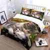 Mother Cat Cuddling Kitten Bedding Set For Kids Luxury Gift 3Pcs Digital Print Comforter Set Soft Comfortable Breathable