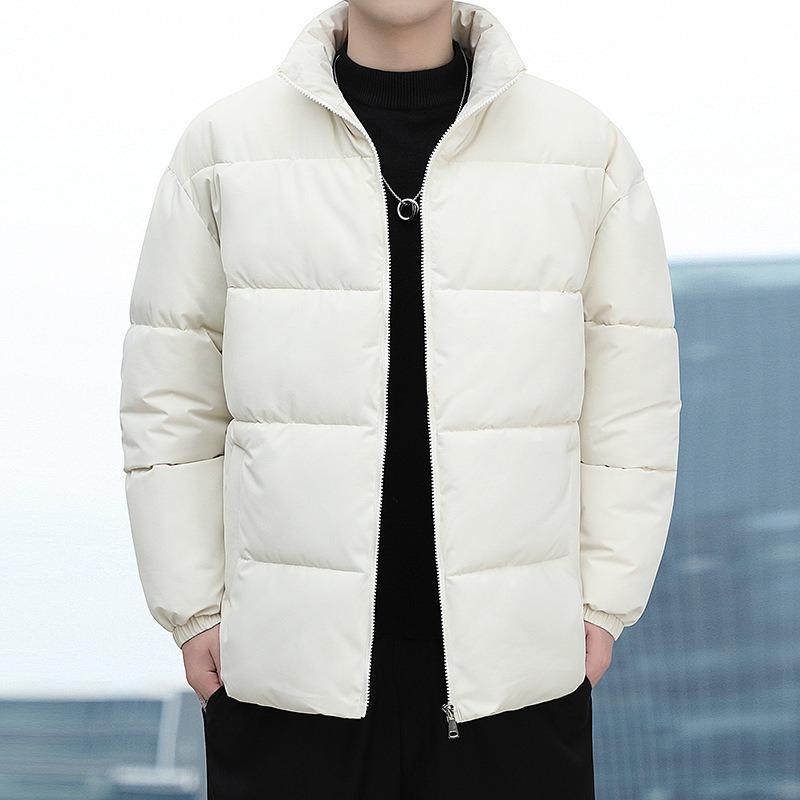Mens Thickened Stand Collar Warm Casual Loose Winter Cotton Padded Jacket