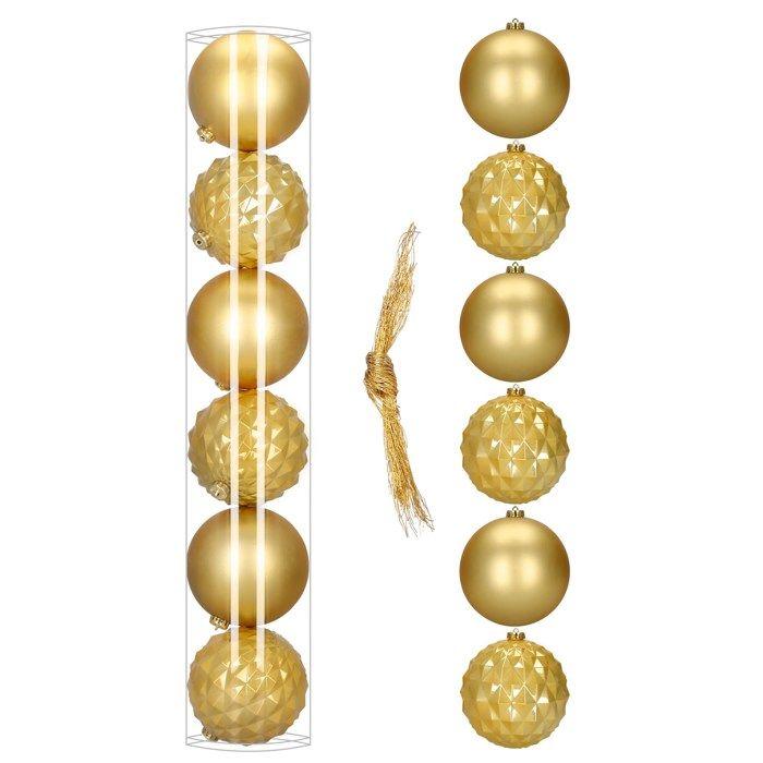 Boules de sapin de Noël - SPRINGOS - 15 cm - Dorées - 6 pcs - Durable et incassable