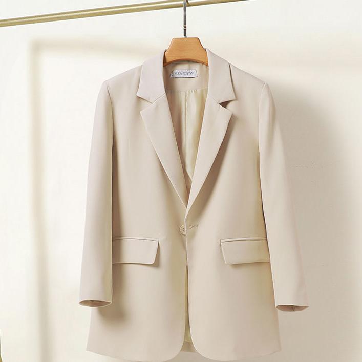 

Модный пиджак большого размера для женщин, свободное костюмное пальто XL бежевый