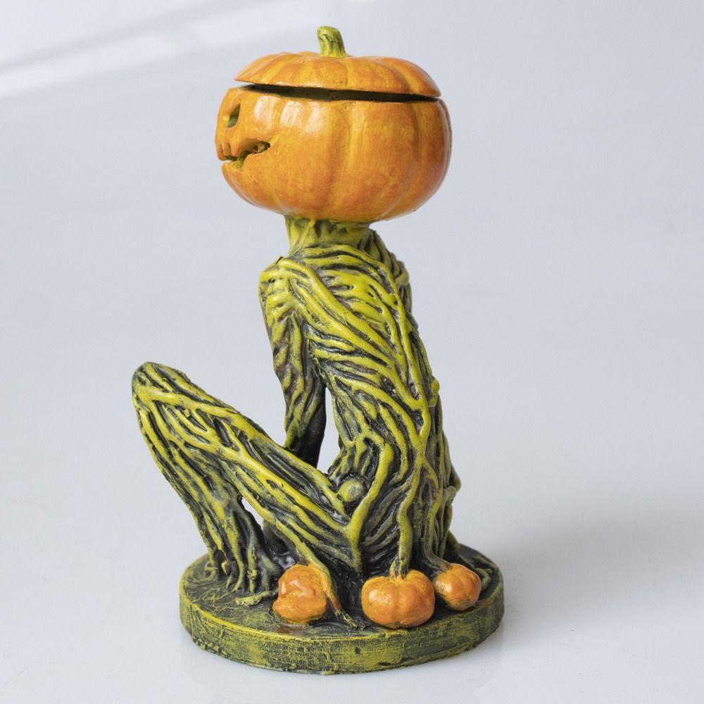 Crafts Resin Halloween Pumpkin Candle Holder Creative Funny Pumpkin Candlestick Portable Spooky Pumpkin Tea Light Holder Home