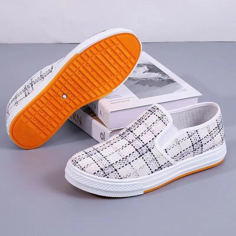 New female student checkered cloth shoes comfortable and lightweight casual shoes old Beijing cloth shoes women's canvas shoes