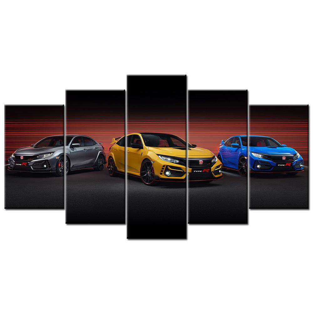 

5 Piece Modular Home Decor Wall Art Civic Type-R Cars Paintings on Canvas Wall Art for Home Decor 20X35 20X45 20X55cm