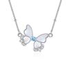 Sterling Silver Butterfly Necklace, Natural Gemstone Pendant for Ladies Gift