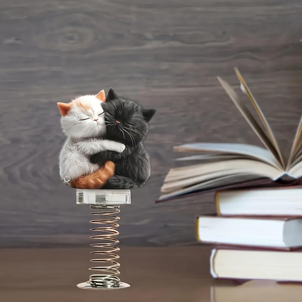 Figurka na deskę rozdzielczą samochodu - Kształt kota 2D Akrylowa dekoracja wnętrza samochodu, Figurka do wnętrza auta