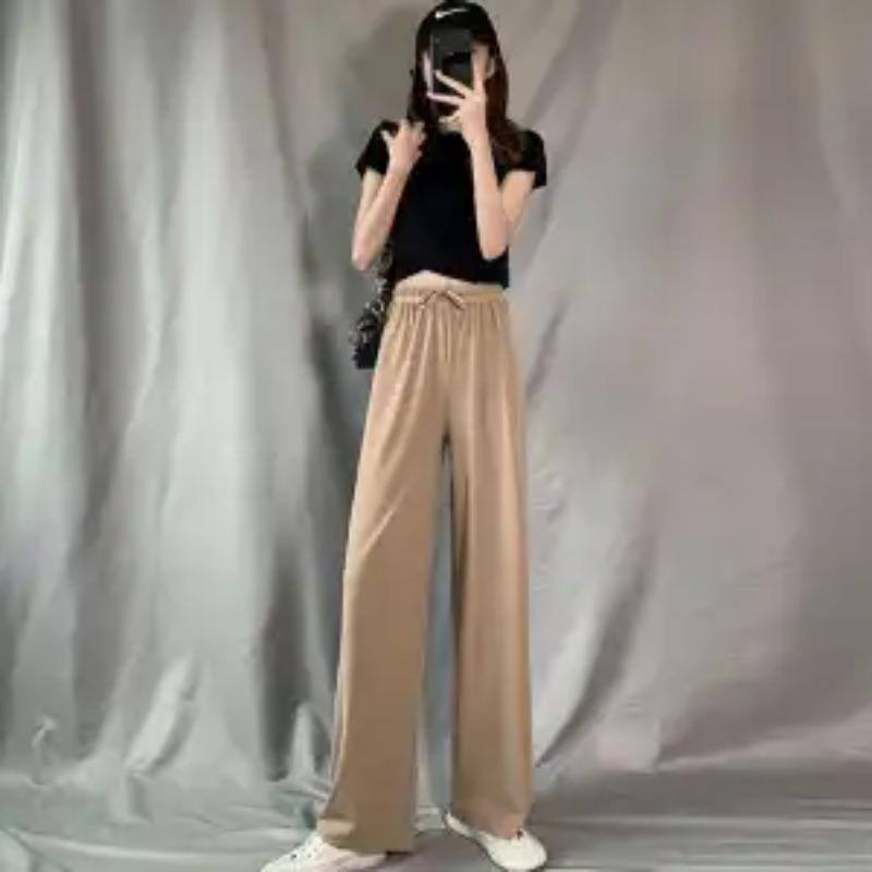 Narrow Version of Sports Pants Women In Spring Autumn New Straight High Waist Versatile Wide-leg Drooping Sweatpants