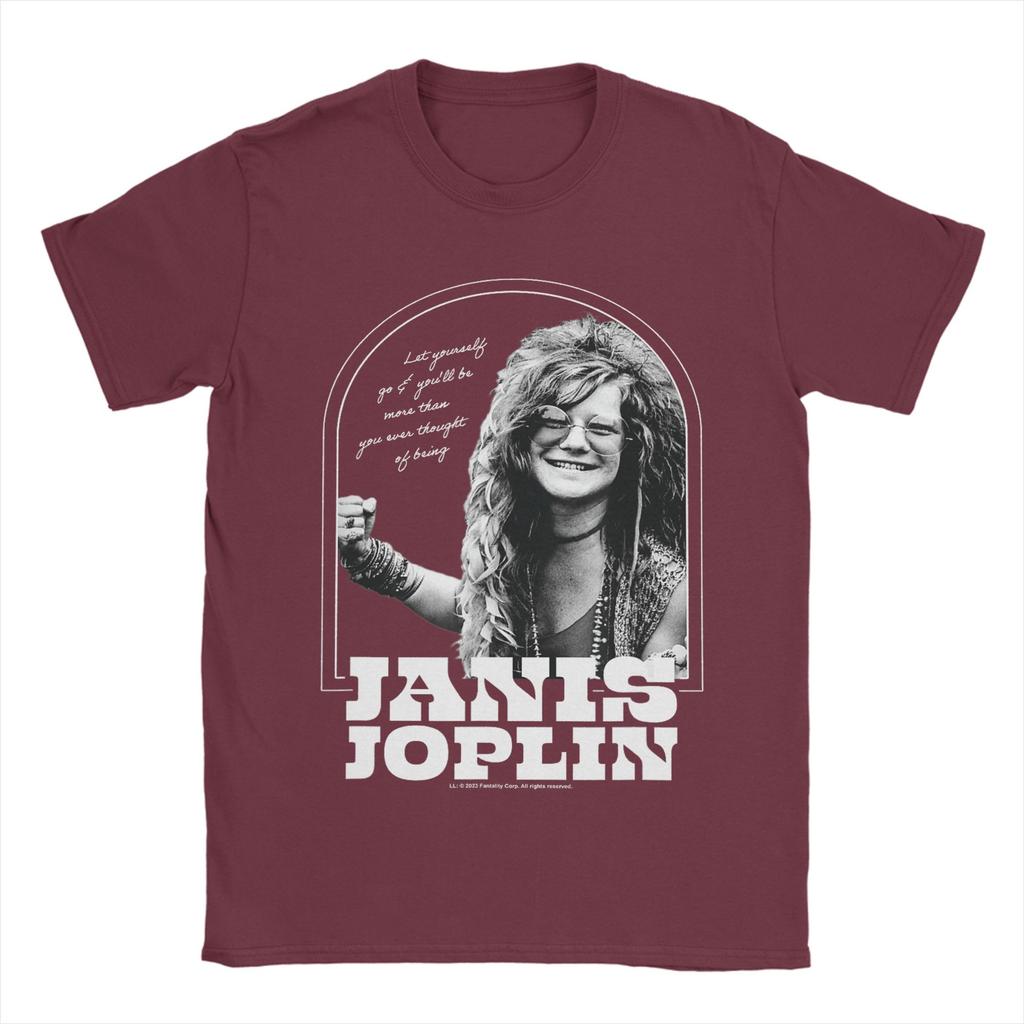 Mens TShirt Janis Joplin Let Yourself Go Be More Novelty Pure Cotton Tees Short Sleeve T Shirts Crew Neck Clothes Printed