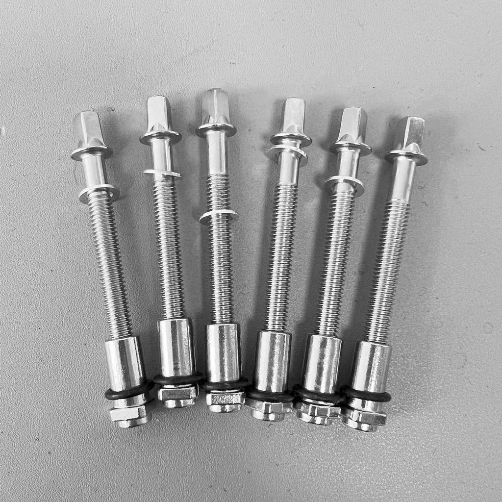 6 Pieces Drum Tension Rods Hardware for Snare Drum Spare Parts Replaces 6x60MM