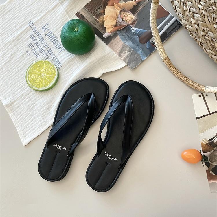 Fashion Shoes Slippers Soft Slipers Women Slides Low Rubber Flip Flops Comfort 2025 Flat Hawaiian Hoof Heels PU Round Toe Rome Casual Fa
