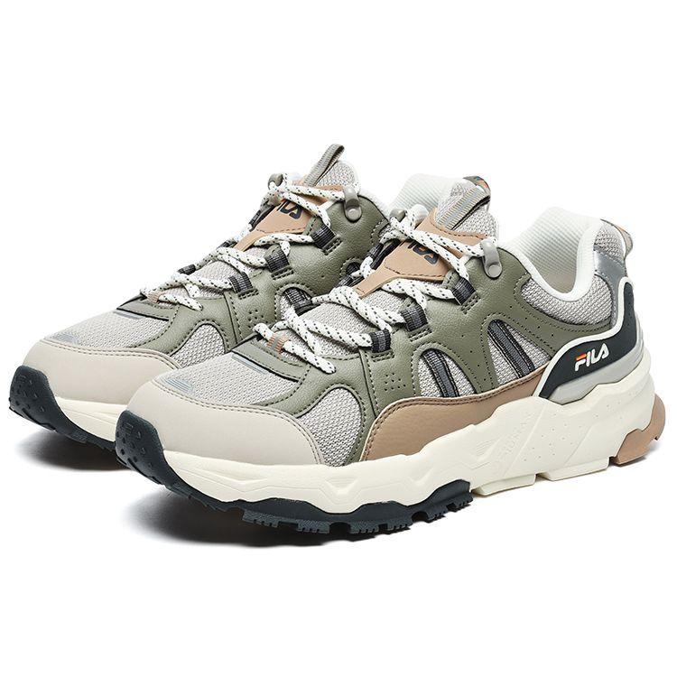 FILA Trek 1S Fabric Synthetic Leather Outdoor Trendy Retro Sports Low-Top Lifestyle Casual Shoes Men sneaker Silver Green F12M242119FSO