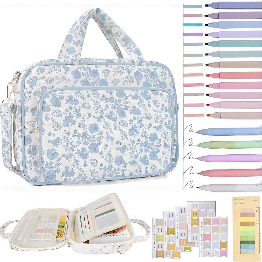 Quilted Bible Cover Case for Women Large with Pen Stickers Bible Study Supplies Protective Dust-proof Bible Cover Bag