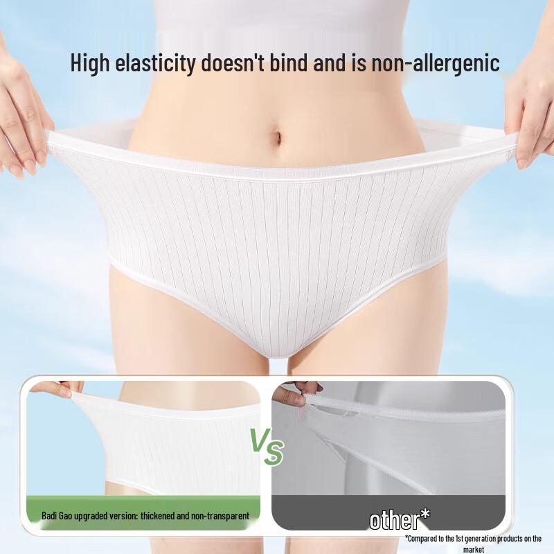 BADIGAO Women's Disposable Cotton Striped Underwear (30-Pack)