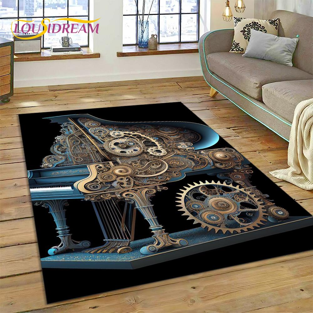 3D Dream Piano Key Music Instrument Cartoon Area Rug Duży, Dywan do Domu Salon Sofa Wycieraczka Dekoracja, Dziecięca Mata Antypoślizgowa Podłogowa