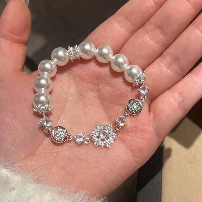 French zircon flower pearl bracelet simple fashion elegant beaded bracelet bracelet light luxury high-end jewelry women