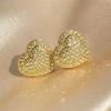 ZAKOL Loving Heart Zirconia Stud Earrings For Women Girls copper Color Metal Crystal Ears Accessories Wedding Zircon Gifts