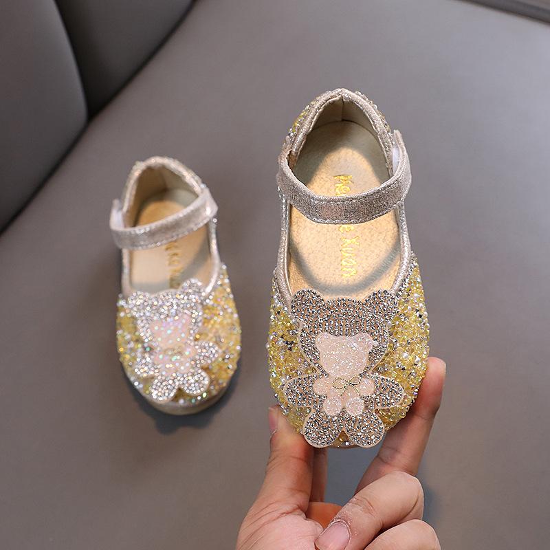 

Autumn new style ladylike baby girl girls princess rhinestone flat shoes, leather shoes, dance performance shoes 36 золотий