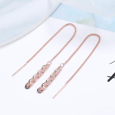 S925 Sterling Silver Phoenix Tail Super Long Tassel Earrings Women's Gold Rose Gold Earrings Earrings