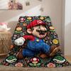 Super Mario Classic 2D Cartoon Flannel Blanket, Printed Pattern for Sofa Bed, Warm Picnic Travel Throw_LIAN