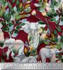 Soimoi Japan Crepe Satin Fabric Leaves,Floral & Elephant Animal Printed Craft Fabric by the metre 42 Inch