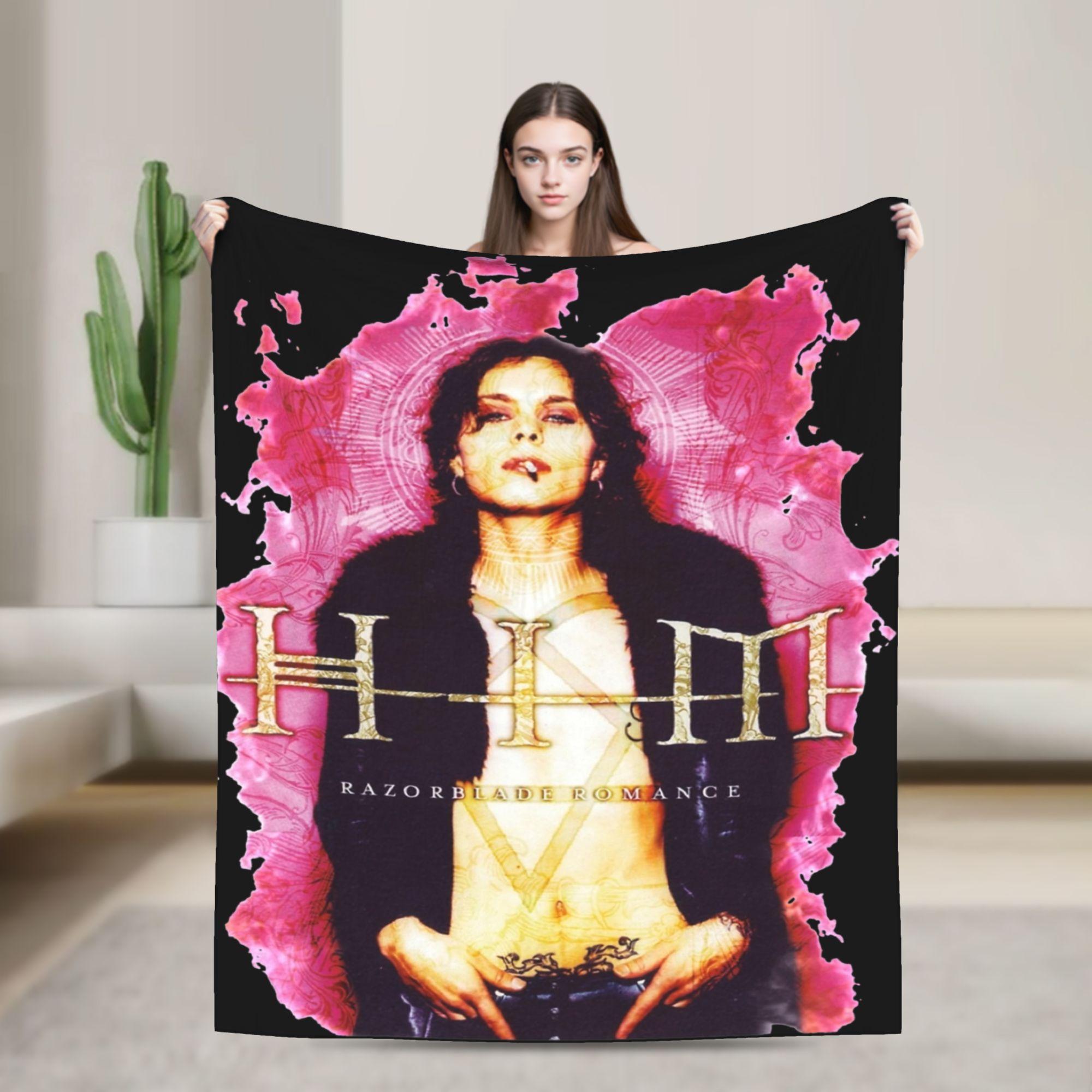 Him Band Decken Ville Valo Finnischer Sänger Flugzeugreisen Flanell Überwurfdecke Für Schlafzimmer Super Warm Qualität Tagesdecke Geschenk Size: 75*100cm, Weight: 230 GSM