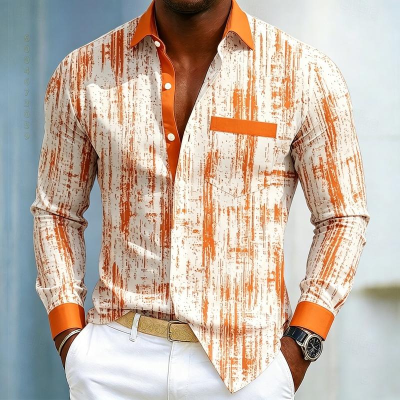 Men's High-quality Long Sleeved Shirt with White and Blue Contrasting Colors, Trendy Business Casual Long Sleeved Slim Fit Shirt