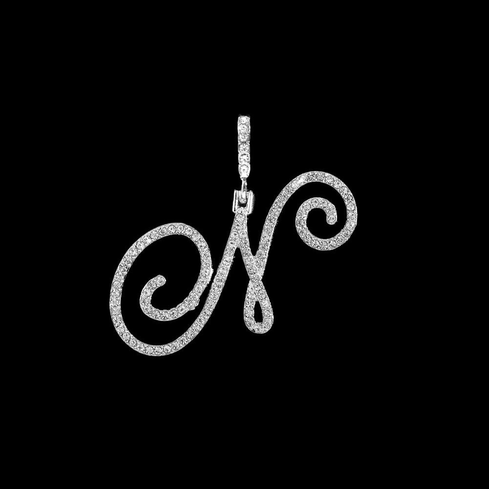 Collana Pendente Lettera Iniziale Z in Corsivo con Zirconi alla Moda per Donna Collana con Cordino Alfabeto in Cristallo Lucido Gioielli Hip Hop