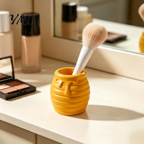 Creative Gift for Women 3D Printed Honey Jar Pen Holder, Desk Organizer Office Dressing Table Stationery, Makeup Brush Toothbrush Cute Storage
