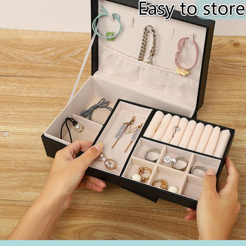2layer PU Leather Wrist Watch Jewelry Display Box Women Fashion Jewelry Earring Storage