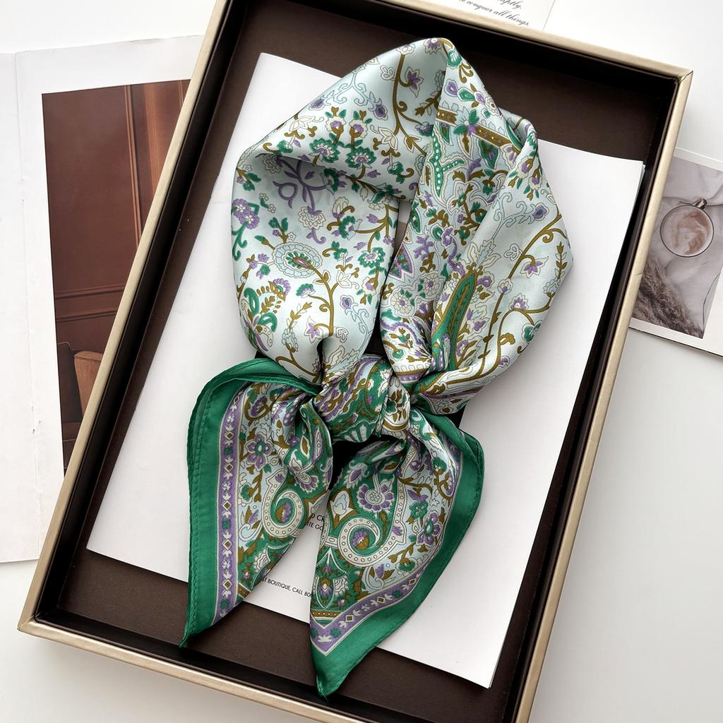 Silk Shawl Square Scarf For Women Print Headband Foulard Satin Hijab Hair Bands Neckerchief Female Head Wraps Bandana