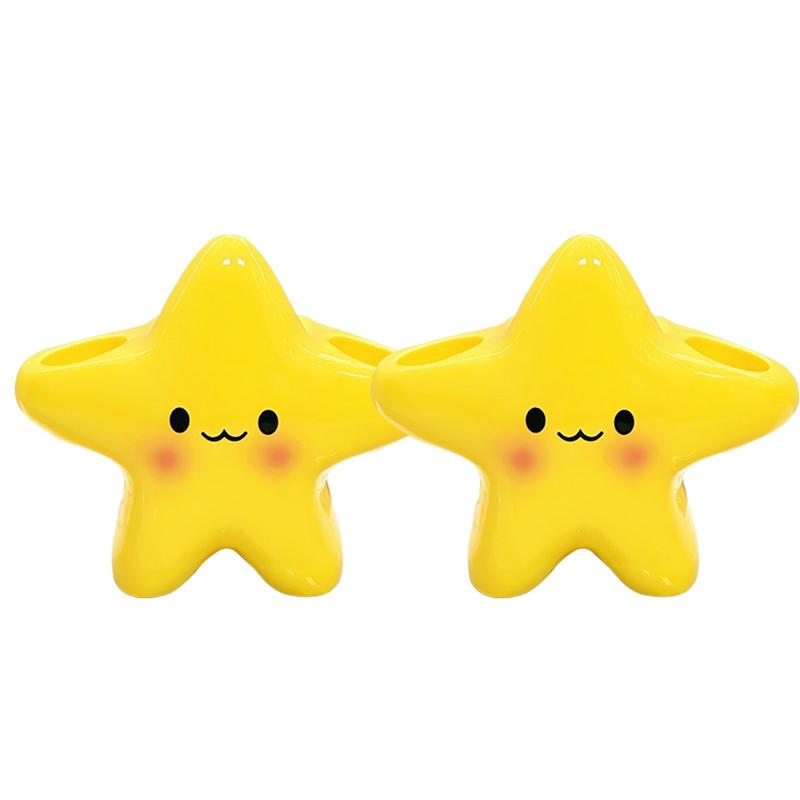 2/1Pcs Star Toothbrush Toothpaste Storage Rack, Cute Facial Design, Creative Styling, Diverse Storage Without Taking Up Space